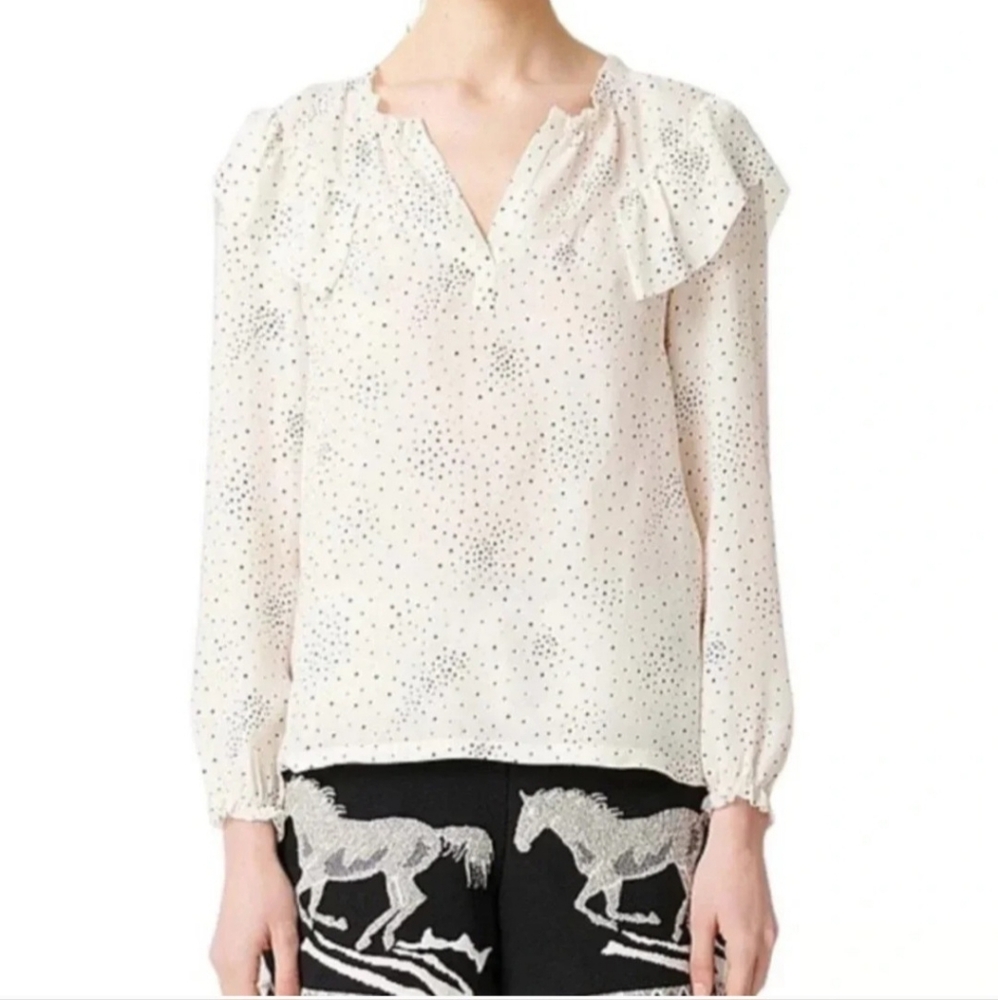 Maje Star Print Long Sleeve Ivory Blouse